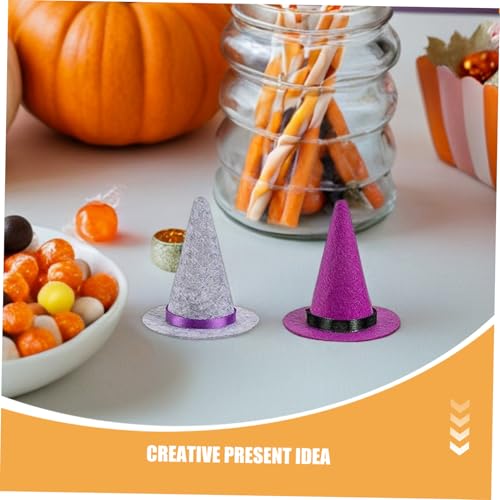 Veemoon 12 Stück Teiliges Mini-hexenhut Filz Handgefertigte Mini-hüte in Schwarz Lila Orange Stabile und Wiederverwendbare Puppenhaus-dekoration für Halloween Diy-bastelprojekte von Veemoon