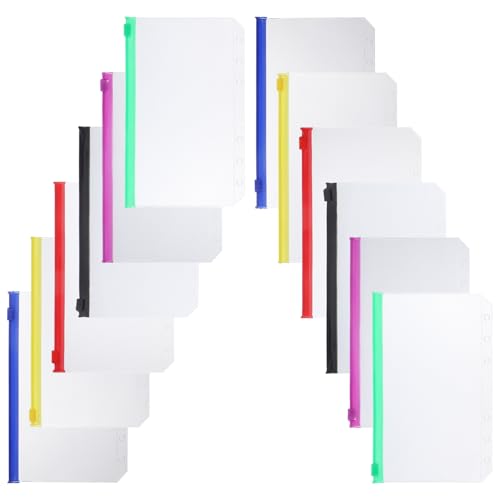 Veemoon 12 Stück Teiliges Reißverschluss Bindertaschen aus PVC Bunte Ring Ordner Taschen für Dokumente Notizen und Tickets zur Organisation und Aufbewahrung Veemoon 12 Stück Teiliges Reißverschluss Bindertaschen aus PVC Bunte Ring Ordner Taschen für Dokumente Notizen und Tickets zur Organisation und Aufbewahrung von Veemoon