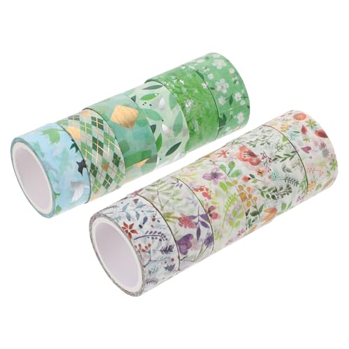 Veemoon 12 Stück Teiliges Washi Tape mit Frühlings motiv Selbstklebend und Vielseitig für Scrapbooking Journaling Tagebuch und Geschenkverpackung Dekoratives Klebeband mit Gold von Veemoon