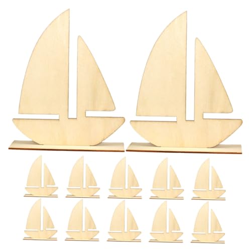 Veemoon 12 Stück Unfertige Holz Segelboot Ausschnitte für DIY Bastelprojekte Malbare Holzformen für Kreative Handarbeiten für Kunst und Dekoration von Veemoon