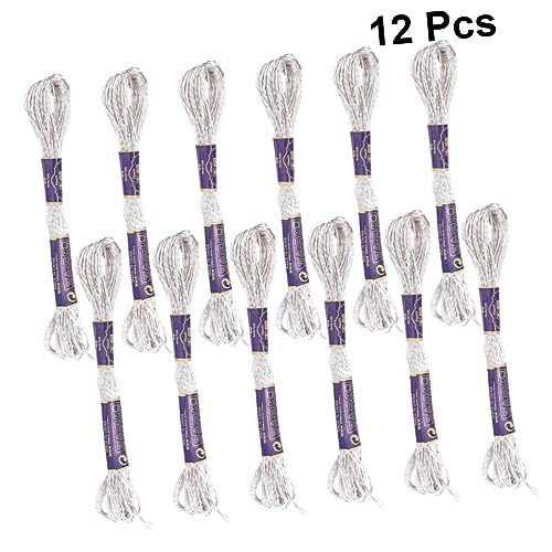 Veemoon 12 Stücke 8 12 Metallkabel für buntes Stickgarn silbrig Stoff Fäden Nähenvorräte Handarbeitszubehör dicker Stickfaden Fadenstickerei Stickgarn metallisch Silver von Veemoon