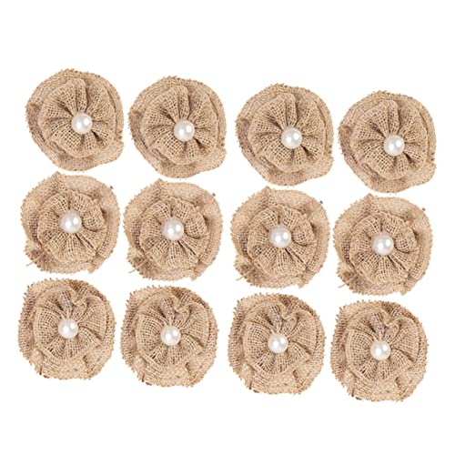 Veemoon 12 Teiliges Set Leinenstoff Dekoration Partydekorationen Vintage Künstliche Blumen Hochzeitsdeko DIY Kleidung Zubehör Jute Zubehör Jute Blume von Veemoon
