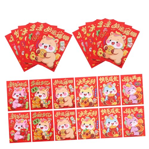 Veemoon 120 Stück Chinesische Neujahrsumschläge Pferdejahr Cartoon Pferd Motiv Rote Geldumschläge aus Dickem Papier für Frühlingsfest Geschenkverpackung Veemoon 120 Stück Chinesische Neujahrsumschläge Pferdejahr Cartoon Pferd Motiv Rote Geldumschläge aus Dickem Papier für Frühlingsfest Geschenkverpackung von Veemoon