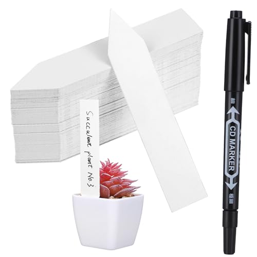 Veemoon 120 Stück Teiliges Weiße PVC Pflanzenschilder mit Schwarzem Permanentmarker Wetterfeste Pflanzenstecker zum Beschriften Vielseitige Gartenetiketten für Gemüse Blumen und von Veemoon