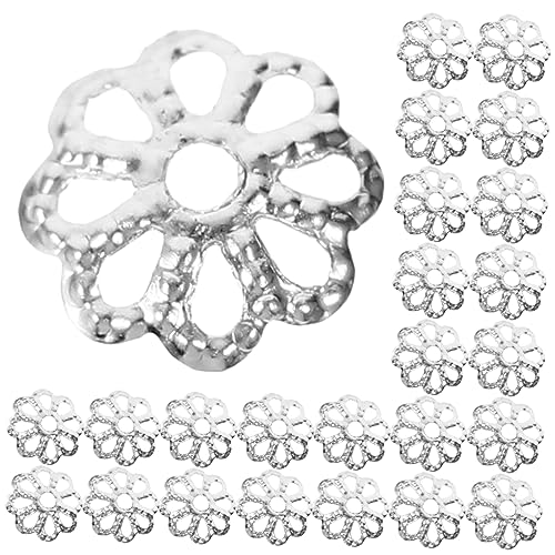 Veemoon 1200Stücke DIY Blumenform Perlenkappen für Schmuckherstellung Langlebig und Rostfrei für Armbänder und Vielseitig Einsetzbar Silberfarben von Veemoon