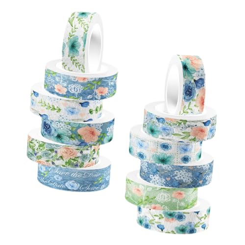 Veemoon 12Rollen Aquarell Washi Tape Dekorative Klebebänder für Scrapbooking Tagebuchgestaltung und DIY Projekte Vielseitige Aufkleberrolle für Kreative Bastelideen von Veemoon
