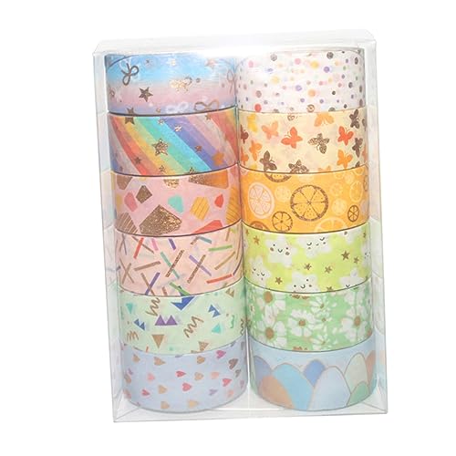 Veemoon 12Rollen Dekoratives Washi Tape mit Goldenen Mustern Klebeband für Scrapbooking und Handwerksprojekte für Journaling und Karten Teiliges Bunten von Veemoon