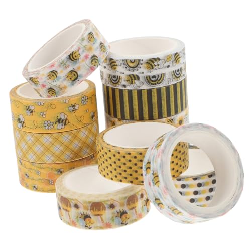 Veemoon 12Rollen Washi Tape Set mit Bienen und Blumenmuster Dekoratives Klebeband für Scrapbooking DIY Projekte Geschenkverpackungen und Kreative Bastelarbeiten von Veemoon