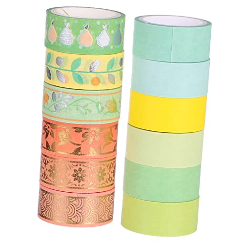 Veemoon 12Rollen Washi Tape mit Goldfolie Dekoratives Klebeband für DIY Projekte Handbuch und Partydekoration Hochwertiges Papierband Gelb von Veemoon