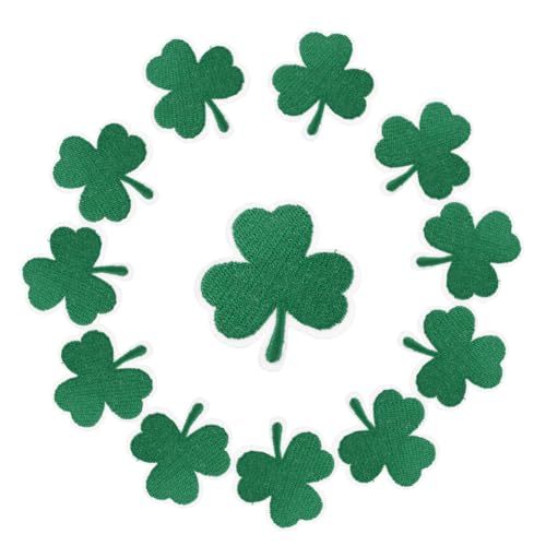 Veemoon 12Stücke Aufnäher zum Aufbügeln Shamrock Patch für DIY Dekoration Kleidung Accessoires und Reparaturen für Projekte von Veemoon