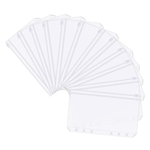 Veemoon 12Stücke Reißverschlusstaschen für Ordner Wasserdichte Dokumententaschen Transparente Aufbewahrungstaschen Extra Dicke Binder Pockets für Lose und Visitenkarten von Veemoon