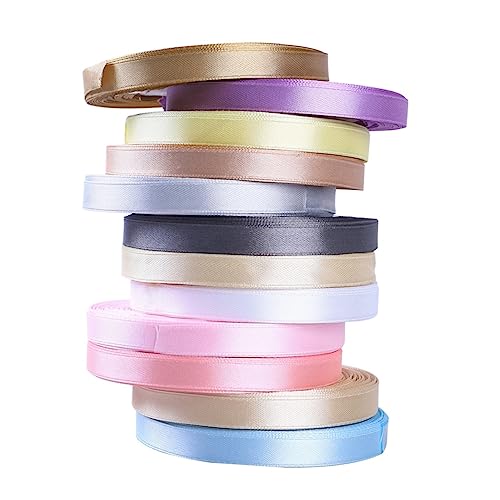 Veemoon 12Stücke Satinband Yards Farben Dekoband für Hochzeitseinladungen und Handwerk Weich und Geschmeidig für Projekte von Veemoon