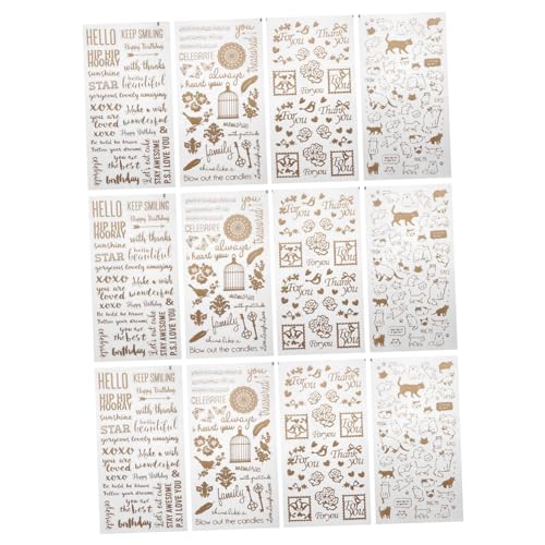 Veemoon 12Stücke Selbstklebende Epoxy Aufkleber Goldene Dekorationsaufkleber für DIY Projekte Transparent für Scrapbooking Tagebuchgestaltung und Kunsthandwerk von Veemoon