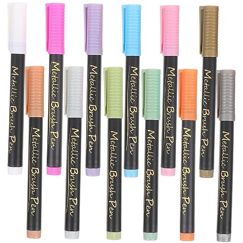 Veemoon 12Stücke Teiliges Farbige Markierstifte Weiche Spitze Wasserfeste Metallic Marker für Kalligraphie Illustrationen Bastelarbeiten und Sicher und Einfach von Veemoon