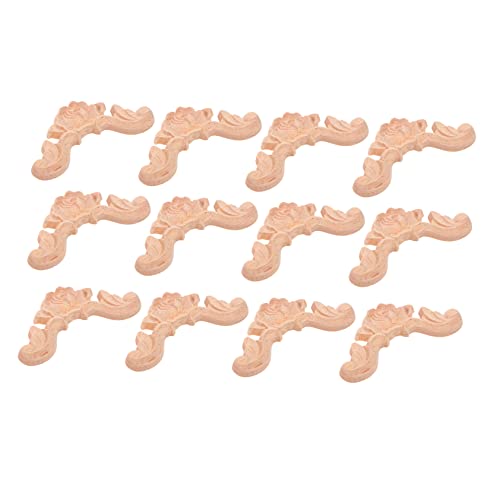 Veemoon 12Stücke Teiliges Holz Applique Möbelzubehör Geschnitzte Holzanwendungen für Türen Schränke Möbel und Fenster Robustes und Langlebiges Holz Klassisches Design von Veemoon
