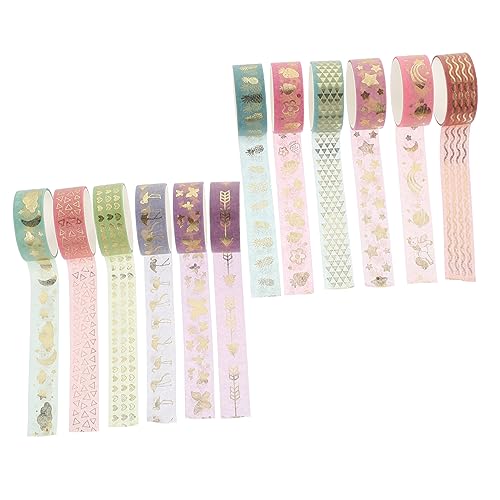 Veemoon 12Stücke Teiliges Washi Tape Goldene Dekorative Klebebänder für Scrapbooking DIY Leicht Abreißbar pro für Kreative Projekte von Veemoon