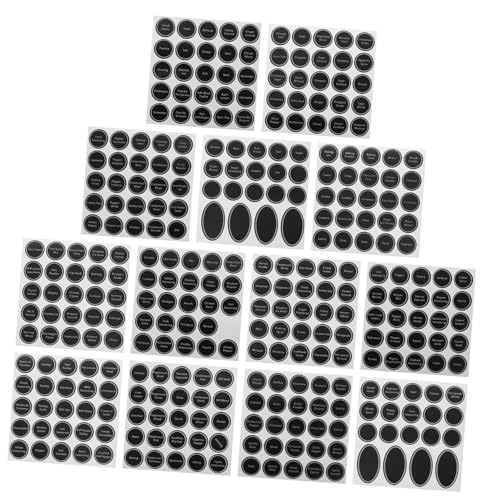 Veemoon 13 Blätter Teiliges Set Runde Schwarze Pvc-kreideetiketten Selbstklebend Wiederbeschreibbare Vorratsglas Aufkleber Abwischbare Pantry Sticker zur Küchenorganisation Vielseitige von Veemoon