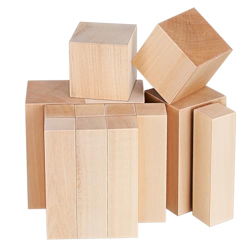 Veemoon 13 Stück Basswood Carving Set schnitzen unfertige Holzklötze zum Basteln unvollendete Holzwürfel für das Schnitzen von Projekten Whittling Holzrohlinge Beige von Veemoon
