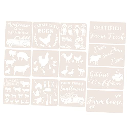 Veemoon 13 Stück Teiliges Bauernhof Malvorlagen Schablonen für Kreative DIY Zeichnungen Wiederverwendbare und Wasserdichte Pet Schablonen für Scrapbooking Stoffmalerei und Mehr von Veemoon