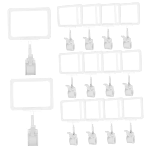 Veemoon 15 Satz Doppelseitiges Preisschild Schilderhalter mit Klemme Etikettenhalter für Supermärkte Supermarktschildhalter Supermarkt-Etikettenhalter Rotierender Schild-Tag-Clip PVC Weiß von Veemoon