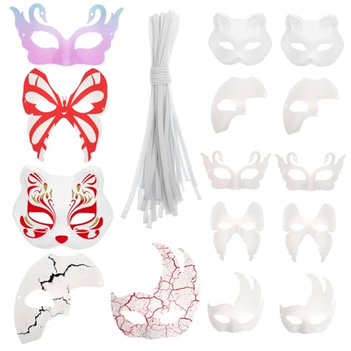 Veemoon 15 Stück Diy Masquerade Masken für Halloween Karneval und Cosplay Leichte und Bequeme Kostümzubehör für Kreative Designs von Veemoon