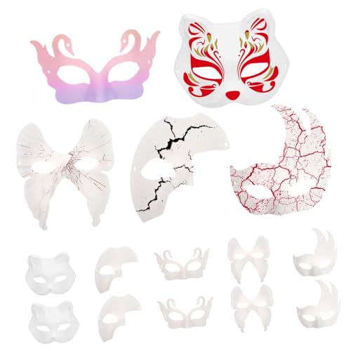 Veemoon 15 Stück Weiße Pappmaske für Kostümparty Halloween Mardi Gras und Cosplay Wiederverwendbar für Gruppenprojekte und Kreative Events Veemoon 15 Stück Weiße Pappmaske für Kostümparty Halloween Mardi Gras und Cosplay Wiederverwendbar für Gruppenprojekte und Kreative Events von Veemoon