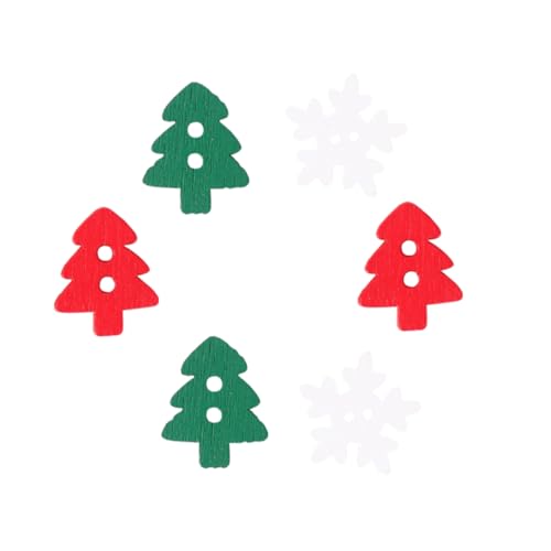Veemoon 150Stücke Weihnachtsbaum Holzknöpfe DIY Bastelzubehör Verschiedenen Farben für Weihnachtsdekoration und Handarbeiten Grünen und Roten Knöpfen Sowie von Veemoon