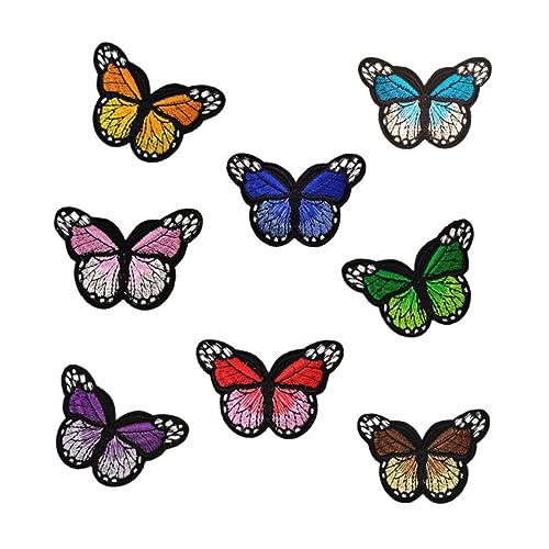 Veemoon 16 Stck Teiliges Blumenserie Bügelapplikationen Bunte Rosen und Schmetterlingsmotive Bestickte Stoffpatches für Kleidung Jeans Taschen und DIY Bastelprojekte von Veemoon