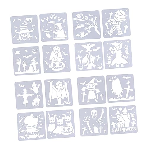 Veemoon 16 Stück Halloween Schablonen Set Für DIY Basteln – Kreative Vorlagen Mit Skelett - Kürbis - Fledermaus Und Mehr Für Scrapbooking Und Körpermalfarben von Veemoon