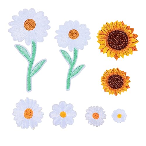 Veemoon 16 Stück Teiliges Daisy Aufnäher Bestickte Stoffpatches für DIY Kleidung Selbstklebend für Shirts Jeans und Accessoires Vielseitige Garment Accessories von Veemoon