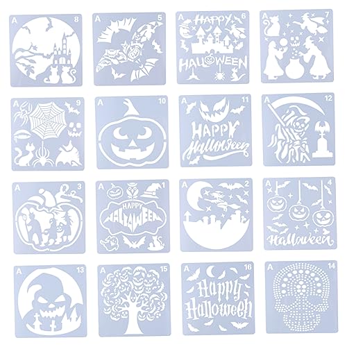 Veemoon 16-teiliges Set Halloween Sprühschablonen Kunststoff – Kreative DIY Schablonen Für Zum Malen - Basteln Und Scrapbooking – Ideal Für Halloween Dekoration Und Lernspiele Veemoon 16-teiliges Set Halloween Sprühschablonen Kunststoff – Kreative DIY Schablonen Für Zum Malen - Basteln Und Scrapbooking – Ideal Für Halloween Dekoration Und Lernspiele von Veemoon