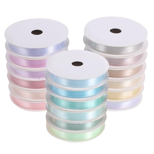 Veemoon 18 Rollen Geschenkband Satin Dekoband für DIY Bastelprojekte Hochzeiten Partys Verpackungen Zufällige Farben für Verschiedene Anlässe Zufällige Farbe Zufällige Farbe von Veemoon