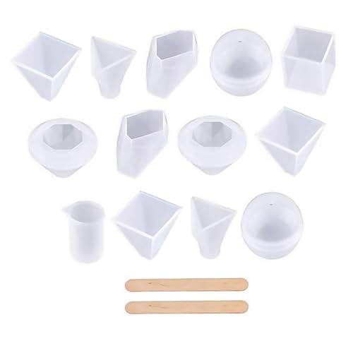 Veemoon 18 Stück DIY Silikonform Set Teilig Kreative Gießformen mit Messbechern und Rührstäben für Epoxidharz Seife Wachs und Mehr Platzsparend und Langlebig von Veemoon