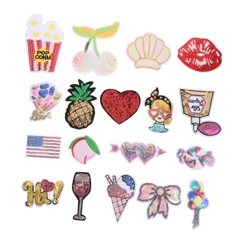 Veemoon 18 Stück Teiliges Pailletten Stickapplikationen Langlebige Bügel und Nähpatches für DIY Kleidung Taschen Schuhe Hüte Sicherer Einfach zu Befestigen Modische Reparatur und Veemoon 18 Stück Teiliges Pailletten Stickapplikationen Langlebige Bügel und Nähpatches für DIY Kleidung Taschen Schuhe Hüte Sicherer Einfach zu Befestigen Modische Reparatur und von Veemoon