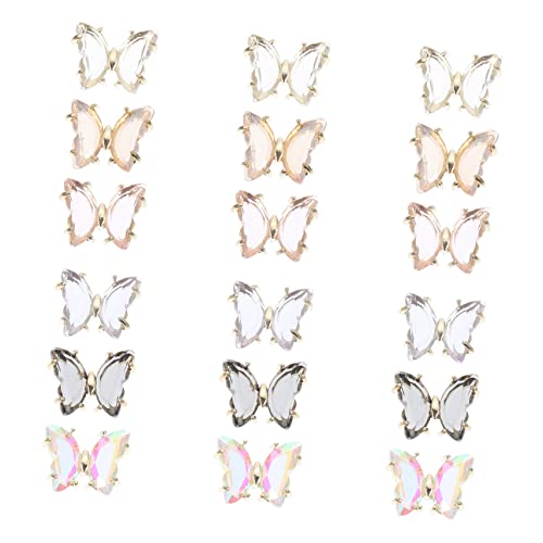 Veemoon 18 Stück Teiliges Schmetterling Nagelkunst Zubehör Bunte Nail Art Dekorationen Leichte Anbringung Kreative DIY Maniküre Accessoires für Nagelgestaltung von Veemoon