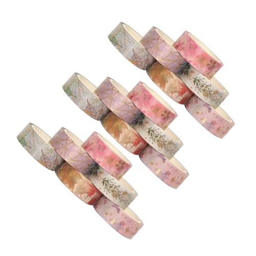 Veemoon 18 Stück Teiliges Washi Tape mit Goldener Folie Blumen Japanische Dekoration Leichtes Langlebiges Klebeband für Scrapbooking DIY Basteln Journaling Karten und Geschenkverpackung von Veemoon