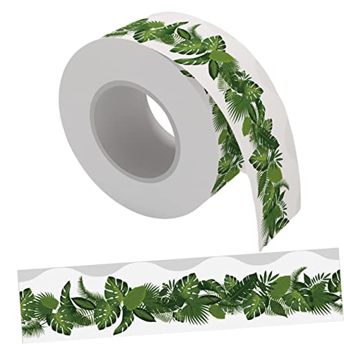 Veemoon 1Rolle Brötchen Border Sticker Abnehmbares Grenzpapier Für Dekoration Von Schul Und Bürotafeln Lang Breit Tropisches Blätterdesign Für Klassenzimmer von Veemoon
