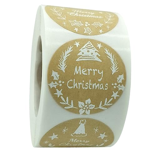 Veemoon 1Rolle Weihnachtsaufkleber mit Selbstklebenden Geschenkverpackungsaufklebern aus Kraftpapier für DIY Verpackungen Langlebig und Rückstandsfrei Veemoon 1Rolle Weihnachtsaufkleber mit Selbstklebenden Geschenkverpackungsaufklebern aus Kraftpapier für DIY Verpackungen Langlebig und Rückstandsfrei von Veemoon
