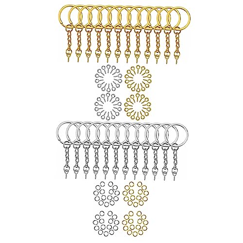 Veemoon 1Satz DIY Schlüsselring Schlüsselanhänger Zubehör mit Metallsprungringen für Basteln Sicher und Langlebig für Schlüsselanhänger Lanyards von Veemoon