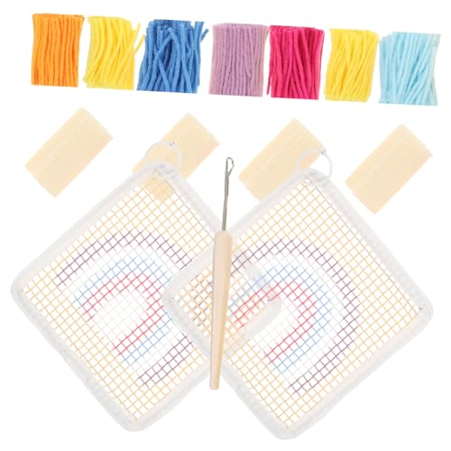 Veemoon 1Satz DIY Stickmaterial für Untersetzer Latch Hook Vorräte Regenbogenfarben für Kreative Handarbeiten für Bastel Enthusiasten von Veemoon