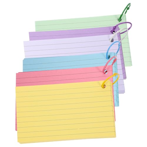 Veemoon 1Satz Farbige Vorgelochte Karteikarten mit Ringen Lernkarten für Büro und Studium Notizbuch zur Planung und Organisation Cremefarbenes Design von Veemoon