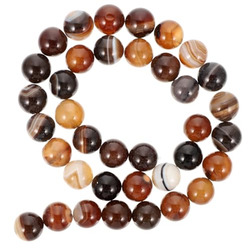 Veemoon 1Satz Kaffeebraune Streifen Agate Perlen Handgefertigte DIY Schmuckperlen für Armbänder und Halsketten ca Runde Spacer Perlen für Bastelprojekte von Veemoon