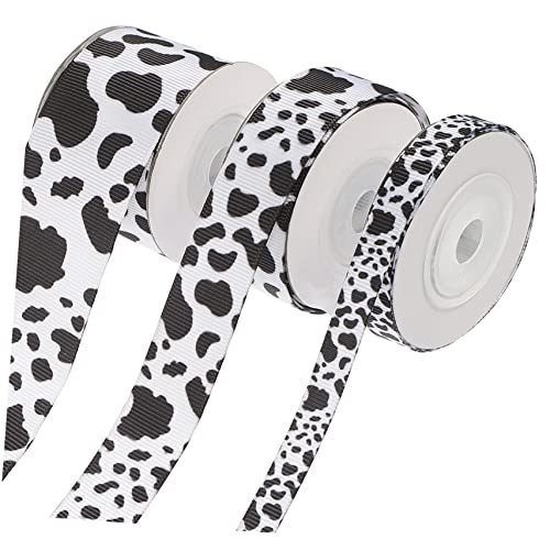 Veemoon 1Satz Kuhfleckenmuster Bänder Schwarze und Weiße Grosgrain Bänder für DIY Handwerk und Partydekoration Yards pro Langlebig und Flexibel für Kreative Projekte von Veemoon