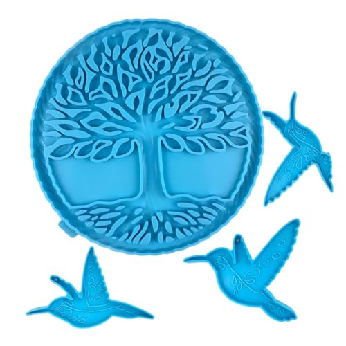 Veemoon 1Satz Silikonform für Wandskulpturen DIY Baumdesign mit Hummingbirds Langlebige Silikonform für Wanddekorationen Vielseitig Einsetzbar für Epoxidharz Gestaltungen von Veemoon