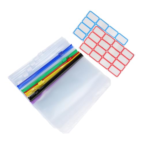 Veemoon 1Satz Transparente Taschen Farbige Reißverschlusstaschen Sticker für Haushaltsbücher für Organisation von und Beilagen von Veemoon