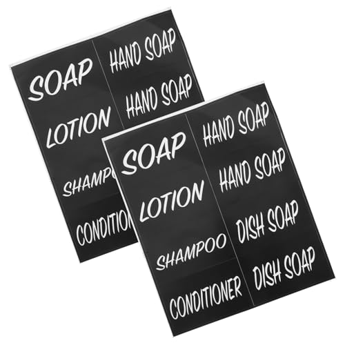 Veemoon 2 Blatt Badetags wiederverwendbare Etiketten Etikett für Shampoo-Spenderflaschen Dispenser -Etikett -Tags Wäscheetiketten für Behälter Perle Synthetic Paper Schwarz Veemoon 2 Blatt Badetags wiederverwendbare Etiketten Etikett für Shampoo-Spenderflaschen Dispenser -Etikett -Tags Wäscheetiketten für Behälter Perle Synthetic Paper Schwarz von Veemoon