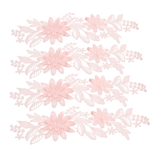 Veemoon 2 Paare Bestickte Blumen Lace Applikationen Polyester für Diy Hochzeitskleider Spitzenverzierung Dekorative Bänder für Handwerksprojekte Zartem Rosé von Veemoon