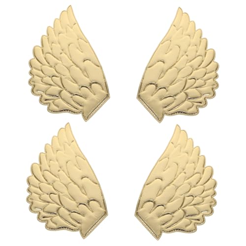 Veemoon 2 Paare Engelsflügel Applikationen Goldene Stoffaufnäher Dekorative Patches zum Aufnähen für Kleidung Kostüme und Diy Projekte Hochwertige Langlebige Stoffe von Veemoon