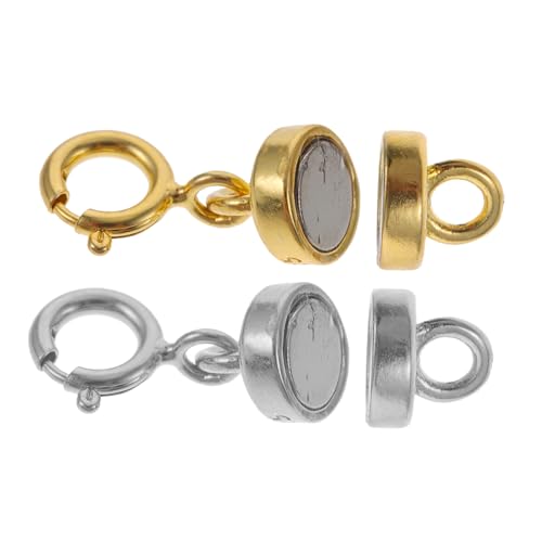 Veemoon 2 Paare Magnetverschluss für Kettenverlängerung Sterling Silber Einseitiger Federverschluss Platin und Goldfarbe für Schmuckherstellung und Armbänder von Veemoon
