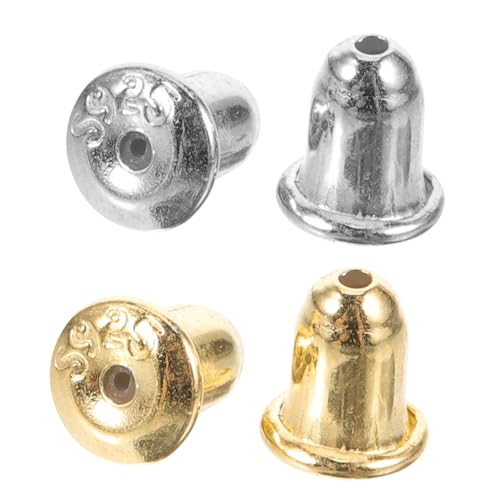Veemoon 2 Paare Ohrringverschlüsse aus Silber und Gold Hypoallergene Flexible Ohrstecker verschlüsse Sichere DIY Ohrring stopper für Damen und Mädchen Leichtes Zubehör für Ohrringschmuck von Veemoon